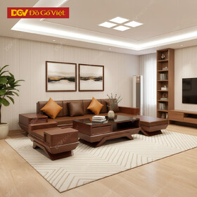 Sofa Gỗ Sồi Nga Tự Nhiên Chân Thuyền Hiện Đại Đẹp
