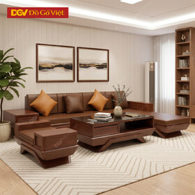 Sofa Gỗ Sồi Nga Tự Nhiên Chân Thuyền Hiện Đại Đẹp