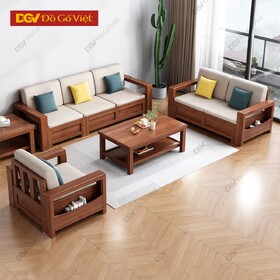 Sofa Góc L Có Kệ Phòng Khách Gỗ Căm Xe Tự Nhiên Bền Đẹp