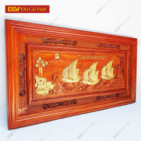 Tranh Khắc Gỗ Thuận Buồm Xuôi Gió Cầu Tài Lộc Treo Phòng Khách...