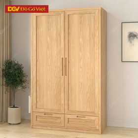 Tủ Áo 2 Cánh Gỗ Cao Su Vân Sồi Thiết Kế Nhỏ Gọn Đẹp Rẻ