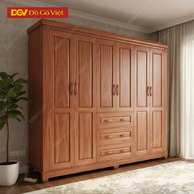 Tủ Áo 6 Cánh Pano Kèm Ngăn Kéo Ngoài Rộng Rãi Cho Gia Đình