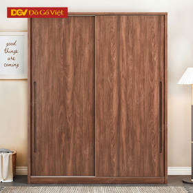 Tủ Áo Cánh Lùa Gỗ Veneer Óc Chó Tay Nắm Âm Tối Giản