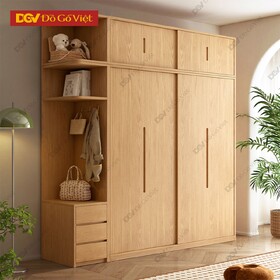 Tủ Áo Cửa Lùa Gỗ Cao Su Vân Sồi Tự Nhiên Rẻ Đẹp Cho Phòng...