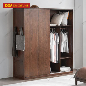Tủ Áo Gỗ Cao Su Veneer Sồi 2 Cánh Cửa Lùa Thanh Lịch Giá Rẻ