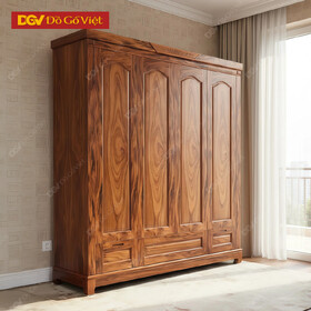 Tủ Áo Quần Gỗ Hương Xám Cánh Vòm Có Ngăn Kéo Ngoài Tiện Lợi
