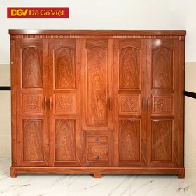 Tủ Áo Quần Lớn Cho Gia Đình 5 Cánh Mở Pano Chạm Hoa Đẹp