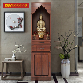 Tủ Bàn Thờ Gỗ Tự Nhiên Chóp Hoa Sen Màu Nâu Đẹp Giá Tốt