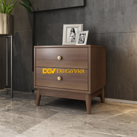 Tủ Đầu Giường Chân Cao Hiện Đại Gỗ MDF Màu Óc Chó Đẹp