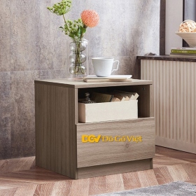 Tủ Đầu Giường Gỗ MDF Kiểu Hộp 1 Ngăn Kéo Màu Xám Gỗ Đẹp Rẻ