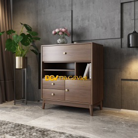 Tủ Đầu Giường Lớn Chân Cao Hiện Đại Gỗ MDF Màu Óc Chó Đẹp