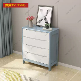 Tủ Đồ Mini Gỗ Cao Su Phủ Sồi Màu Xanh Phối Trắng Hiện Đại