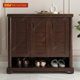 Tủ Để Giày Dép Bằng Gỗ 3 Cánh Mở Kiểu Nan Tối Giản
