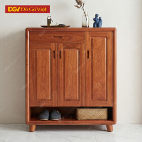 Tủ Dép Đẹp 3 Cánh Gỗ Xoan Đào Chân Cao Hiện Đại