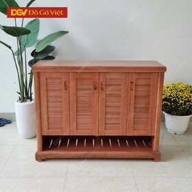 Tủ Dép Gỗ Đẹp 4 Cánh Mở Cánh Nan Có Ngăn Để Dép Ngoài