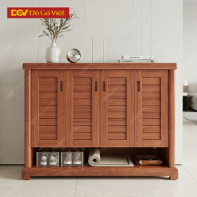 Tủ Dép Gỗ Đẹp 4 Cánh Mở Cánh Nan Có Ngăn Để Dép Ngoài