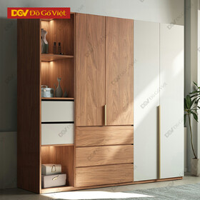 Tủ Đựng Áo Quần Giá Rẻ Cánh Trắng Phối Veneer ÓC Chó