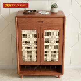 Tủ Đựng Giày 2 Cánh Gỗ Xoan Kết Hợp Đan Mây Hiện Đại Giá...