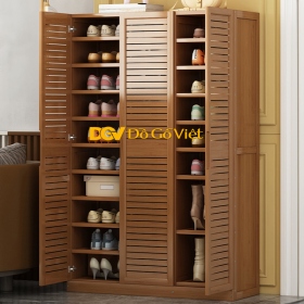 Tủ Đựng Giày Dép Bằng Gỗ Tự Nhiên Loại 3 Cánh Mở Cỡ Lớn