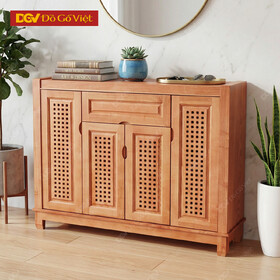 Tủ Đựng Giày Dép Gỗ Veneer Sồi Màu Nâu 4 Cánh Sang Trọng Đẹp...