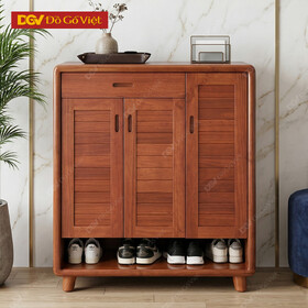 Tủ Giày Dép 3 Cánh Hiện Đại Gỗ Xoan Đào Tự Nhiên Bền Bỉ