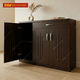 Tủ Giày Dép Gỗ MDF Chân Bệt Cánh Kẻ Rãnh Kèm Ngăn Kéo