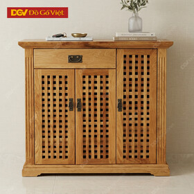 Tủ Giày Giá Rẻ Họa Tiết Caro Gỗ Sồi Mỹ Tự Nhiên