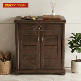 Tủ Giày Gỗ Mun Nhỏ 2 Cánh Mở Nan Khít Đẹp Bền Giá Tốt