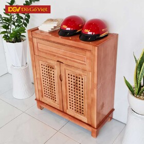 Tủ Giày Nhỏ Gỗ Veneer Sồi Màu Nâu Có Lỗ Thông Gió Đẹp Giá Rẻ