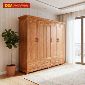 Tủ Gỗ Đinh Hương 5 Cánh Mở Chạm Hình Bán Nguyệt Mới Lạ