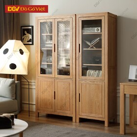 Tủ Hồ Sơ Gỗ Tự Nhiên Cánh Kính Nhiều Ngăn Tầng Tiện Ích