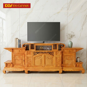Tủ Kệ Để Tivi Gỗ Gõ Đỏ Nhóm 1 Chạm Hoa Văn Cao Cấp