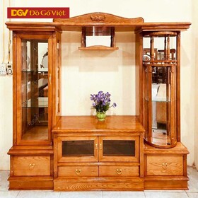 Tủ Kệ Tivi Kết Hợp Tủ Rượu Và Bàn Thờ Gỗ Sồi Nga Đẹp Giá Tốt