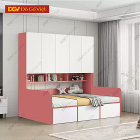 Tủ Liền Giường Màu Hồng Cánh Trắng Có Kệ Trang Trí Đẹp