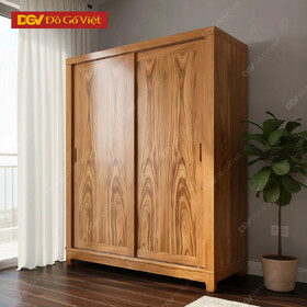 Tủ Quần Áo 2 Cánh Lùa Vân Hương Xám Mẫu Chân Cao Hiện Đại