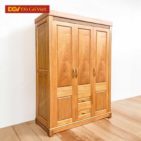 Tủ Quần Áo 3 Buồng Gỗ Veneer Gõ Viền Chạy Hoa Văn Cuốn Đẹp