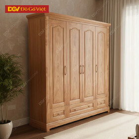 Tủ Quần Áo 5 Cánh Mở Truyền Thống Pano Vòm Cong Sang Trọng