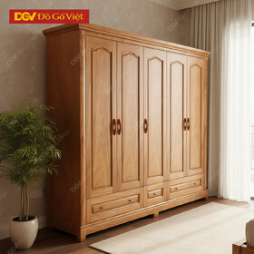 Tủ Quần Áo 5 Cánh Mở Truyền Thống Pano Vòm Cong Sang Trọng