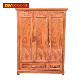 Tủ Quần Áo Gỗ 3 Cánh Mở Chân Cao Có Hộc Ngăn Kéo Đi Kèm