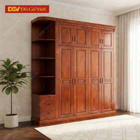 Tủ Quần Áo Gỗ Cao Cấp Màu Gõ Đặc Biệt Vân Gỗ Nổi Trội
