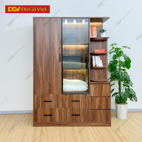 Tủ Quần Áo Gỗ Công Nghiệp Cánh Kính Kèm Gương Hiện Đại