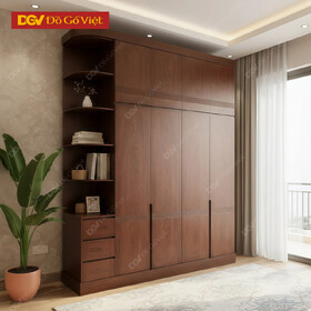 Tủ Quần Áo Gỗ Sồi Nga Áp Trần Hiện Đại Màu Óc Chó