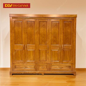Tủ Quần Áo Gỗ Tự Nhiên Đẹp 5 Cánh Phong Cách Hoài Cổ