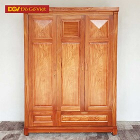 Tủ Quần Áo Gỗ Veneer Gõ Đỏ Hiện Đại 3 Cánh Đẹp Giá Rẻ