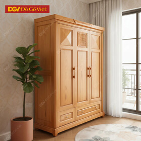 Tủ Quần Áo Gỗ Veneer Gõ Đỏ Hiện Đại 3 Cánh Đẹp Giá Rẻ