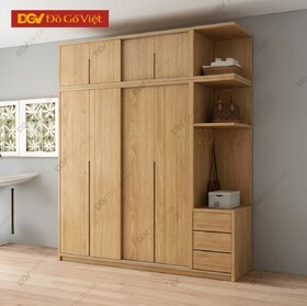 Tủ Quần Áo Gỗ Veneer Sồi Cánh Lùa Hiện Đại Tùy Chọn Nhiều...