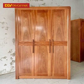 Tủ Quần Áo Gỗ Veneer Xoan Đào Cánh Trơn Bo Sọc Gợn Sóng