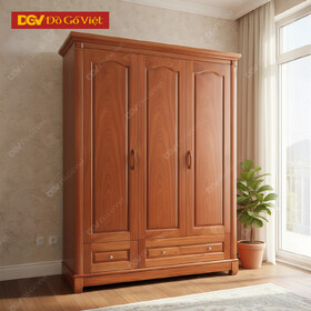 Tủ Quần Áo Gỗ Veneer Xoan Mẫu Pano Vòm Cánh Mở Đẹp