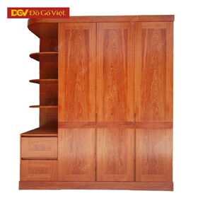 Tủ Quần Áo Hương Đá 3 Cánh Mở Trơn Kệ Trang Trí 2 Ngăn Kéo