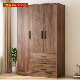 Tủ Quần Áo Phòng Ngủ Veneer Óc Chó 3 Cánh Kèm Ngăn Kéo Ngoài